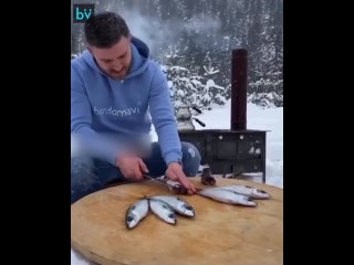 winter fishing day in nature