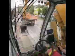 excavator work, view from the cab