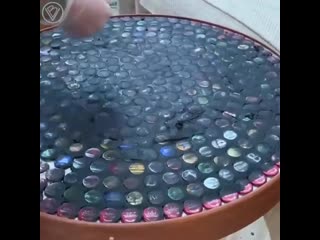 table of beer caps